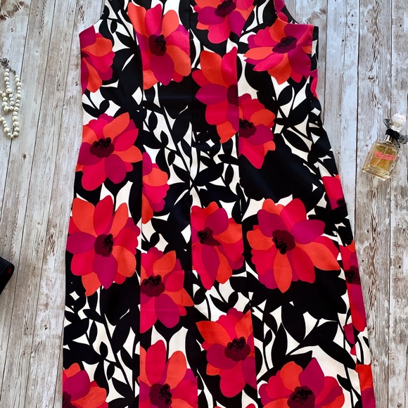 AB Studio red black white sleeveless floral dress - Picture 2 of 4
